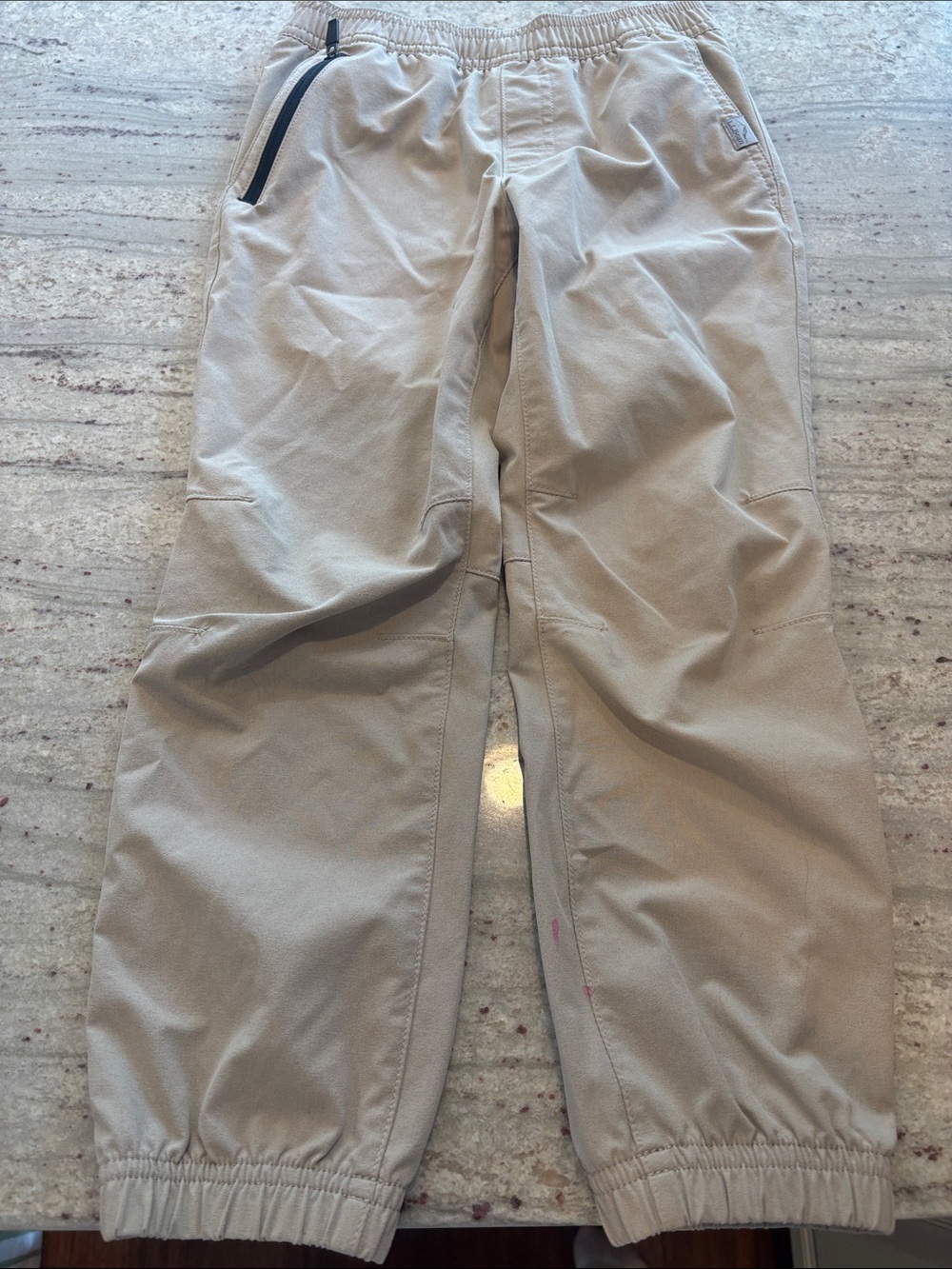 Boys Beige Elastic-Waist Utility Pants